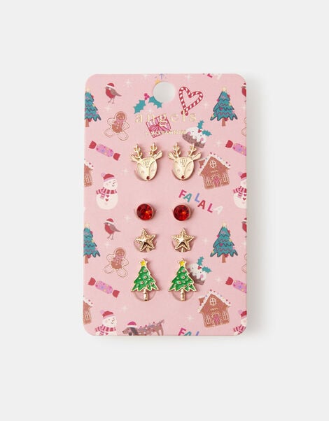 4-Pack Girls Christmas Clip On Earrings, , large