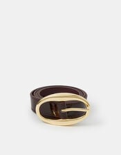 Oval Buckle Patent Belt, Red (BURGUNDY), large