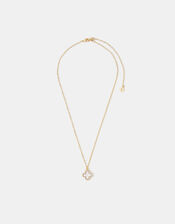 14ct Gold-Plated Mother of Pearl Clover Pendant Necklace, , large