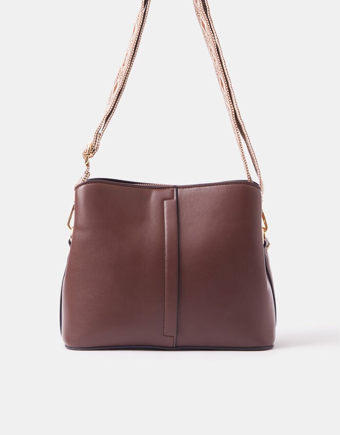 Webbing Strap Crossbody Bag , Brown (CHOCOLATE), large