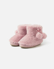 Girls Fluffy Slipper Boots, Pink (PINK), large