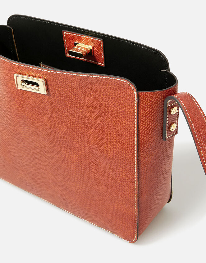 Twist Lock Cross-Body Bag, Orange (ORANGE), large