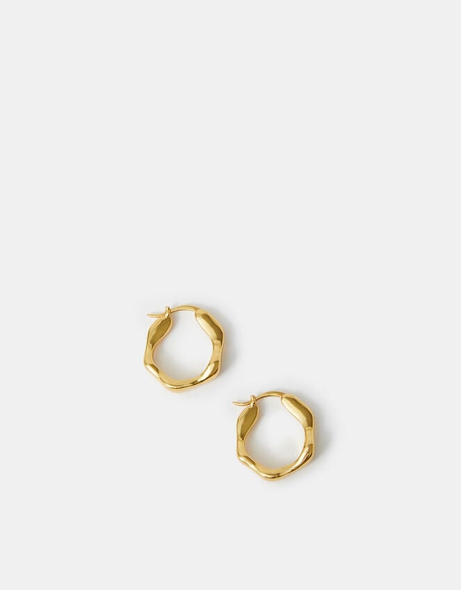 14ct Gold-Plated Molten Hoop Earrings, , large