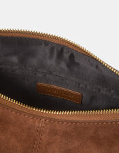Curved Suede Crossbody Bag, , large
