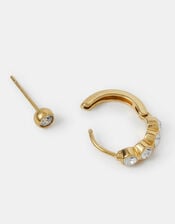 2-Pack Stainless Steel Stone Stud & Hoop Earrings, , large