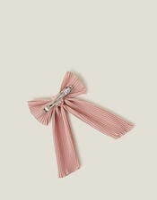 Pleated Bow Hair Clip, Pink (PINK), large