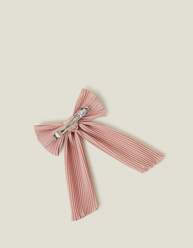 Pleated Bow Hair Clip, Pink (PINK), large