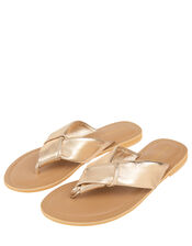 Knotted Thong Sandals, Gold (GOLD), large