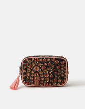 Floral Print Quilted Make Up Bag, , large