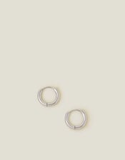 Platinum-Plated Stainless Steel Hoop Earrings, , large