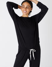 Full-Length Jersey Lounge Set, Black (BLACK), large