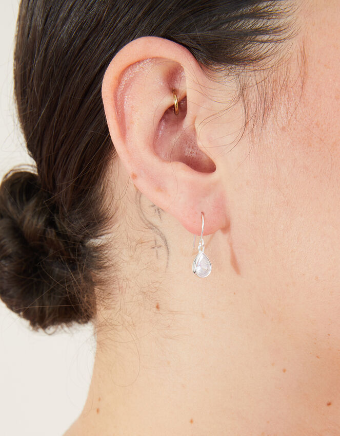 Sterling Silver Crystal Drop Earrings, , large