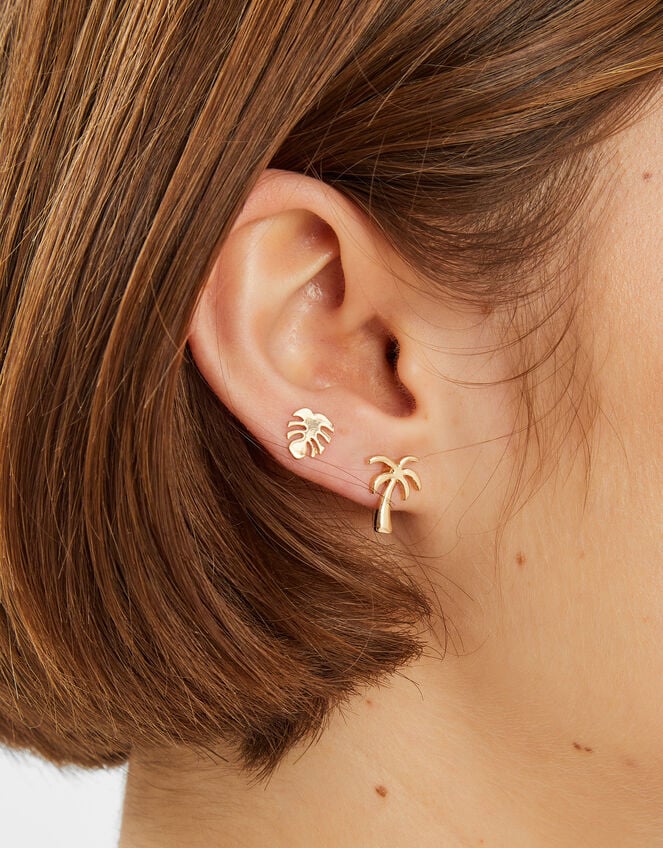 3-Pack Palm Stud Earrings, , large