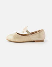 Sequin Bow Ballerina Flats, Gold (GOLD), large