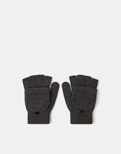 Plain Capped Gloves, Grey (GREY), large