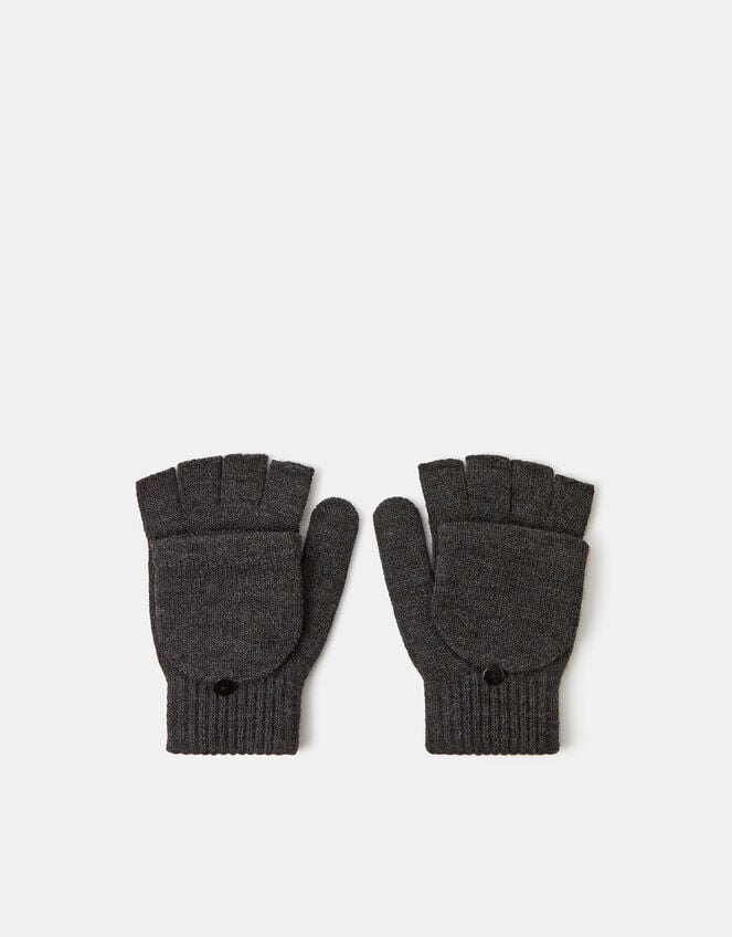 Plain Capped Gloves, Grey (GREY), large