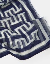 Lightweight Geometric Print Scarf, , large