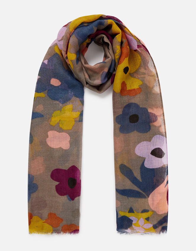 Flower Meadow Print Scarf, , large
