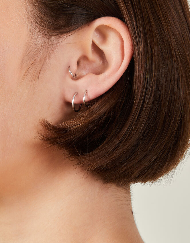 3-Pack Platinum-Plated Surgical Steel Clicker Hoops, , large