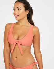 Tie Front Bikini Top, Orange (CORAL), large