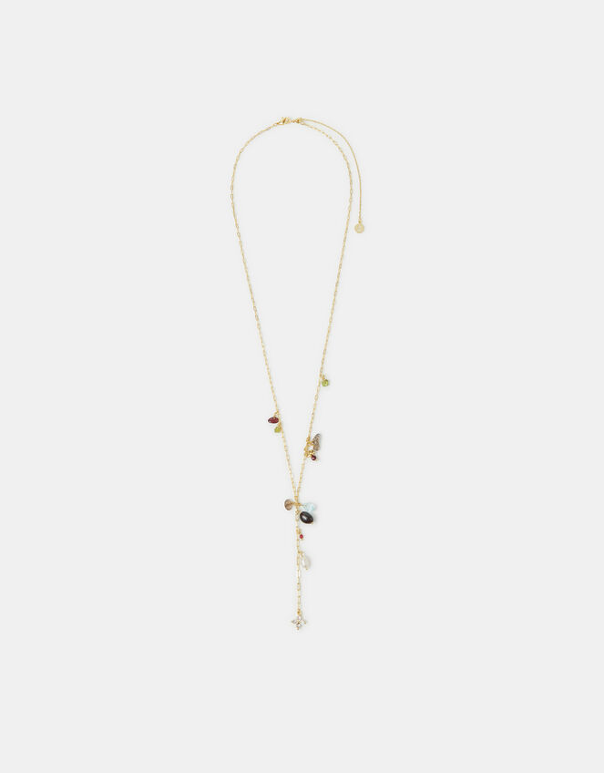14ct Gold-Plated Semi Precious Lariat Necklace, , large