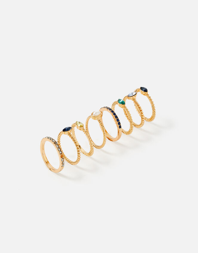 Blue Harvest Gem Stacking Ring Multipack, Multi (DARKS-MULTI), large