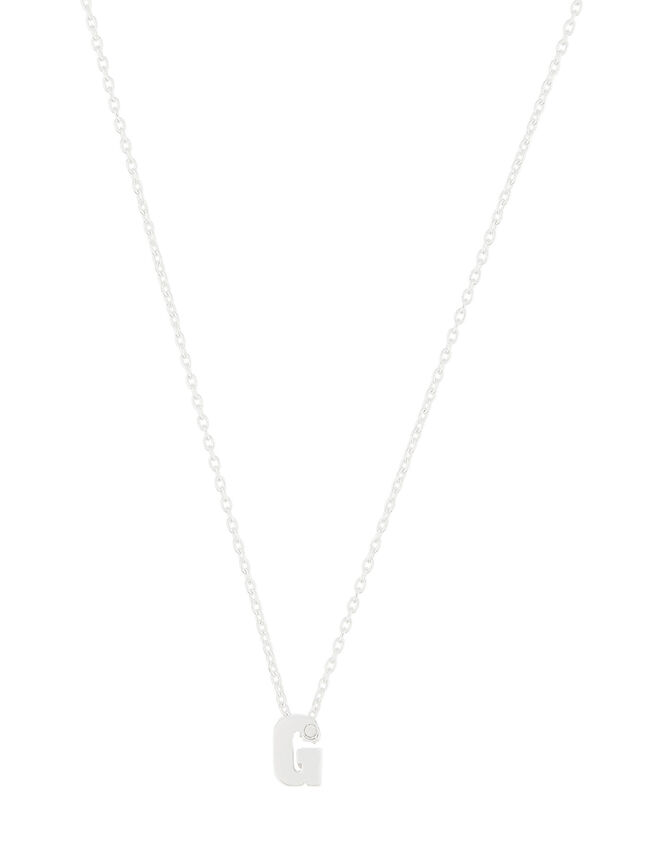 Sterling Silver Sparkle Initial Necklace - G, , large