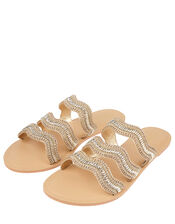 Fiji Beaded Sandals, Gold (GOLD), large