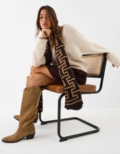 Geometric Print Blanket Scarf, , large