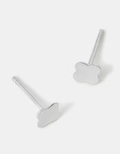 Sterling Silver Clover Stud Earrings, , large