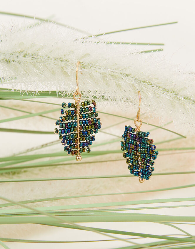 Beaded Leaf Earrings Drops Accessorize UK