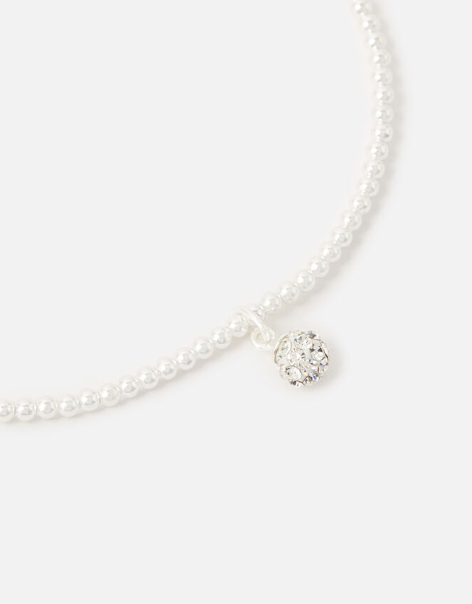 Sterling Silver Pave Ball Stretch Bracelet, , large