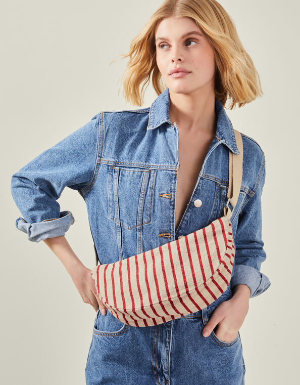 Stripe Sling Cross-Body Bag Red, , large