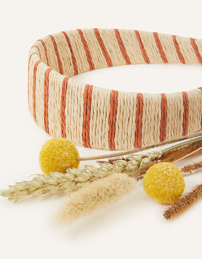 Stripe Raffia Headband, , large