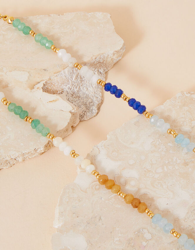 Gold-Plated Mixed Healing Stone Beaded Necklace, , large