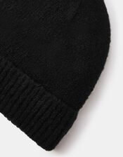 Plain Beanie Hat, Black (BLACK), large
