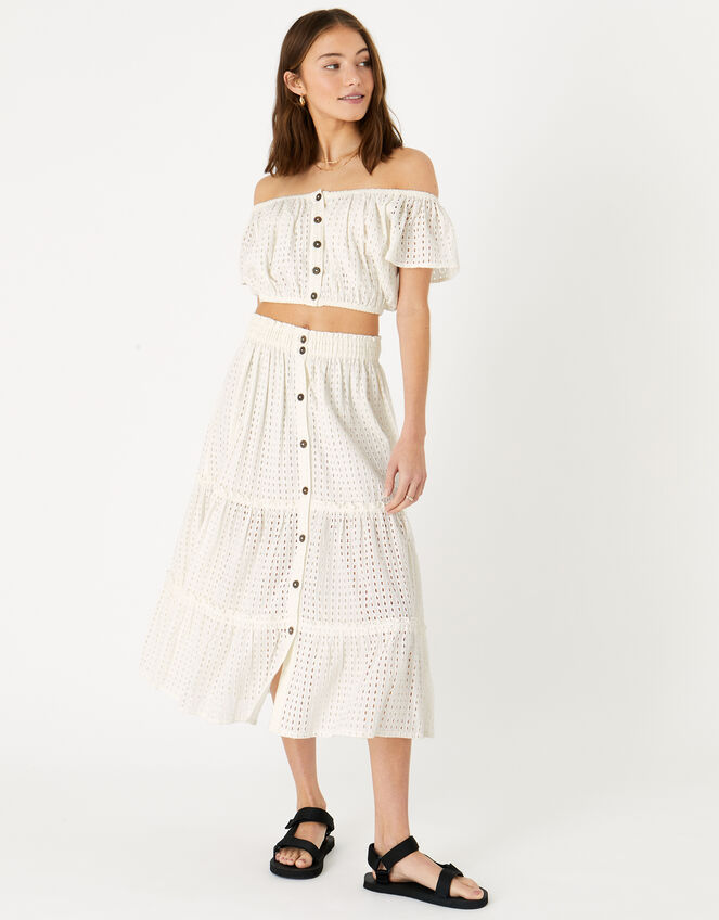 Broderie Crop Top, Ivory (IVORY), large