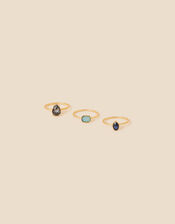 Mixed Stone Stacking Rings Set of Three, Multi (DARKS-MULTI), large
