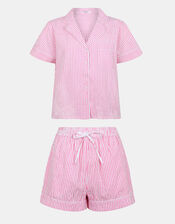 Stripe Cotton Short Pyjamas Set, Pink (PINK), large