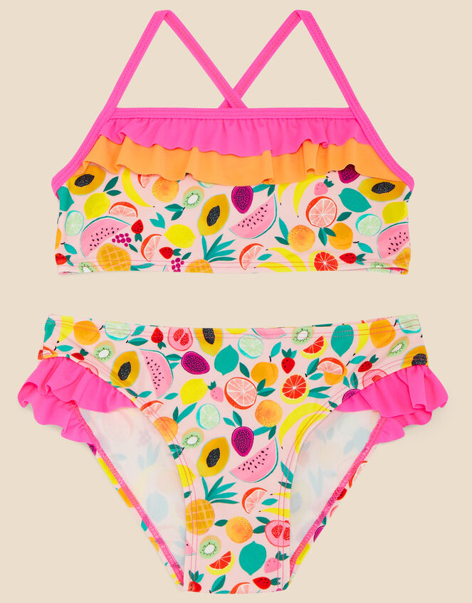 Girls Fruit Print Bikini Set with Recycled Polyester, Multi (BRIGHTS-MULTI), large