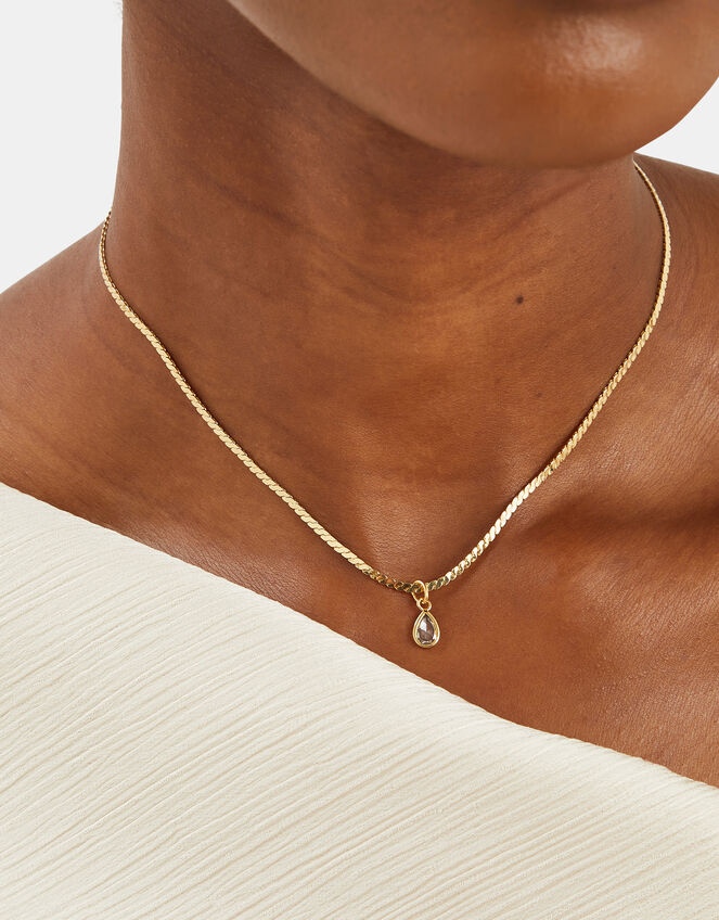 14ct Gold-Plated Pear Pendant Necklace, , large
