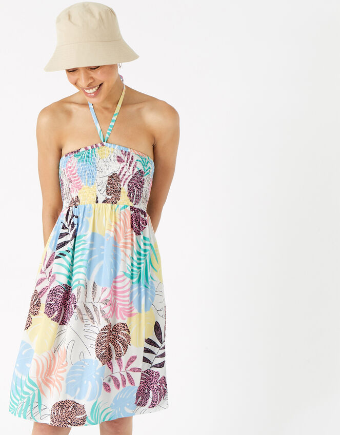 Palm Print Bandeau Dress, Multi (BRIGHTS-MULTI), large