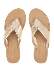 Knotted Thong Sandals, Gold (GOLD), large