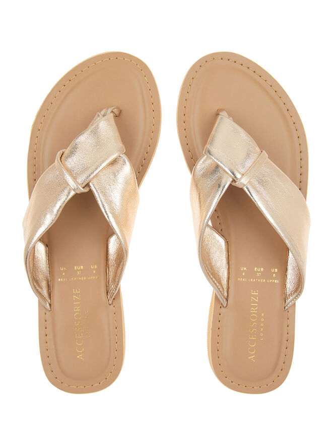 Knotted Thong Sandals, Gold (GOLD), large
