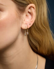 4-Pack 14ct Gold-Plated Crystal Hoop & Stud Earrings, , large