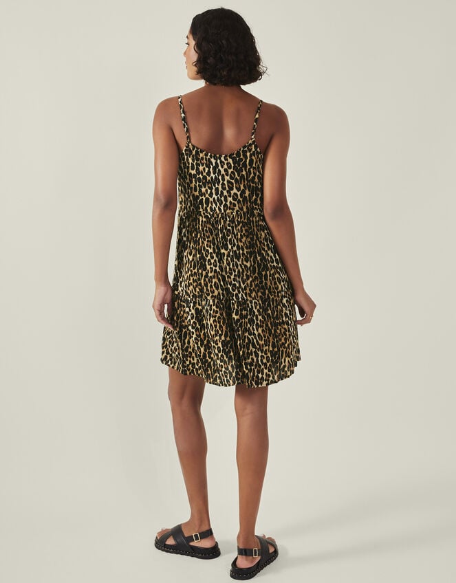 Leopard Print Bandeau Dress, Brown (BROWN), large