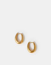 Stainless Steel Chunky Oval Hoop Earrings, , large