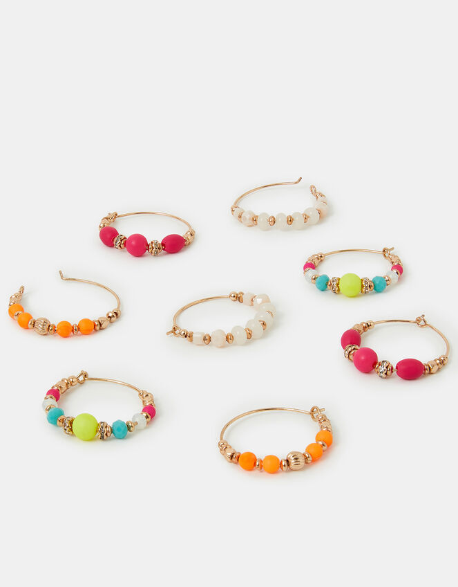 4-Pack Mix Bead Hoop Earrings, , large