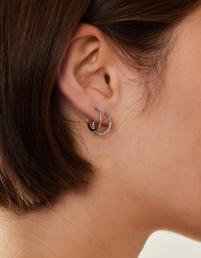 2-Pack Platinum-Plated Surgical Steel Septum Clicker Hoops, , large