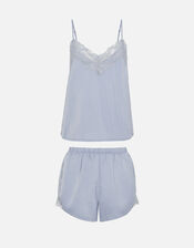 Crinkle Satin Lace Vest Pyjama Set, Grey (GREY), large